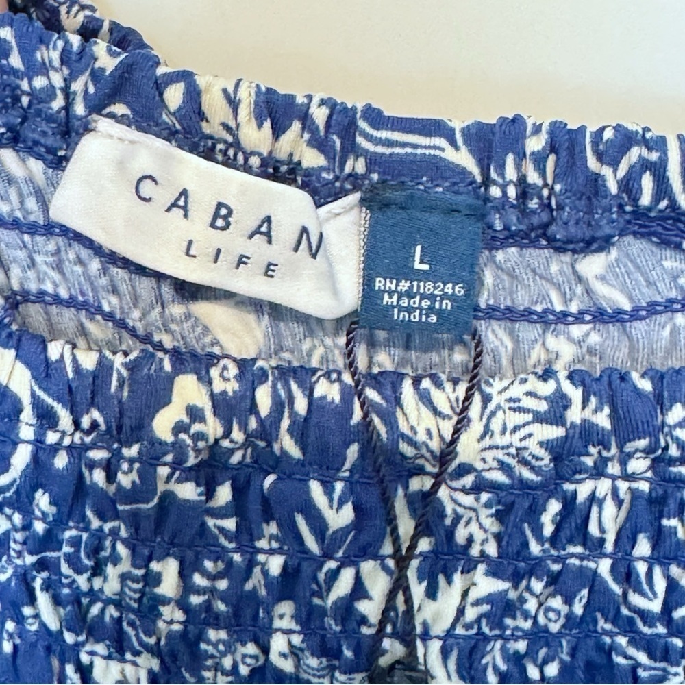 Cabana Life Aspen Puff Sleeve Blue Maxi Dress Sz Large Smocked Top Travel - Picture 10 of 16